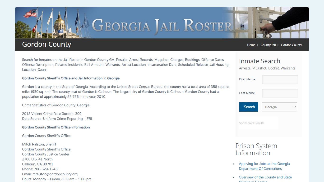 Gordon County | Georgia Jail Inmate Search
